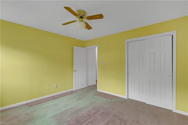 5 Bessies Landing Dr, Poquoson, VA 23662 - unfurnished bedroom with baseboards, carpet floors, a closet, and a ceiling fan