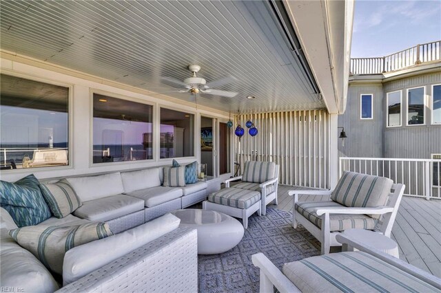 view of patio / terrace with an outdoor hangout area and a ceiling fan