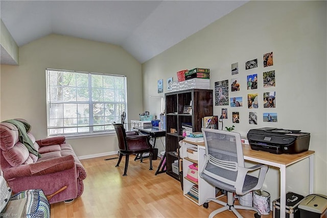 841 Masters Trl, Newport News, VA 23602 - home office with light wood-style flooring, vaulted ceiling, and baseboards