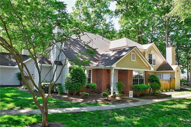 841 Masters Trl, Newport News, VA 23602 - view of front of home with a chimney, brick siding, and a front yard