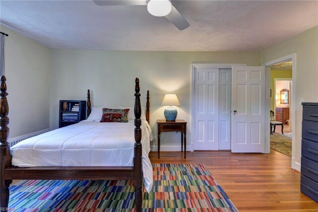 21 Westover Rd, Newport News, VA 23601 - bedroom featuring wood finished floors, a ceiling fan, a closet, and baseboards