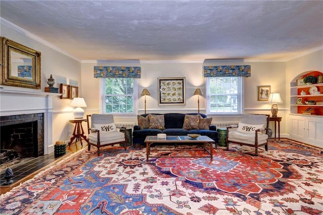 21 Westover Rd, Newport News, VA 23601 - living room featuring ornamental molding and a fireplace with flush hearth
