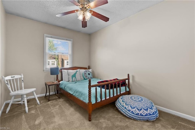423 Burr Oak Ct, Virginia Beach, VA 23454 - bedroom featuring carpet flooring, a textured ceiling, baseboards, and a ceiling fan