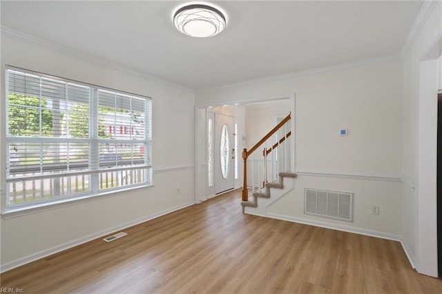 968 Speight Lyons Loop, Chesapeake, VA 23322 - entrance foyer with light wood-style flooring, crown molding, stairway, and baseboards