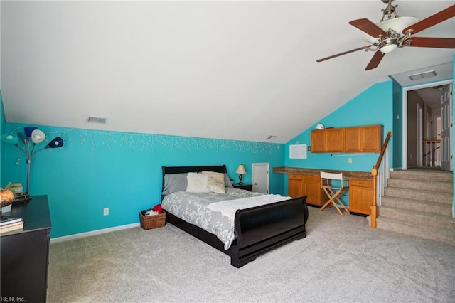 968 Speight Lyons Loop, Chesapeake, VA 23322 - bedroom with vaulted ceiling, light colored carpet, ceiling fan, and baseboards