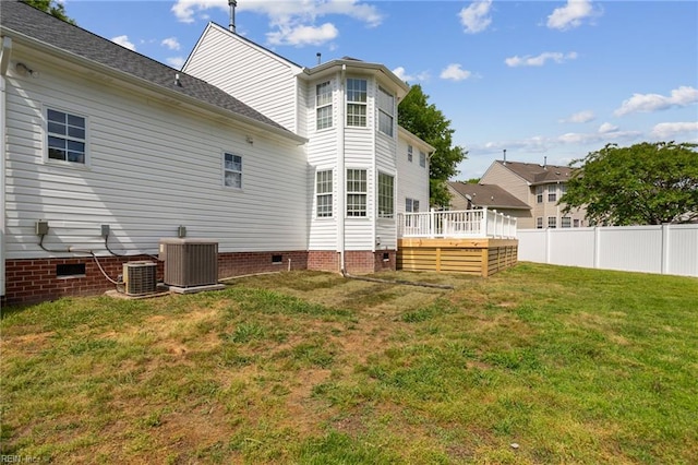 968 Speight Lyons Loop, Chesapeake, VA 23322 - rear view of property featuring central AC, crawl space, and a wooden deck