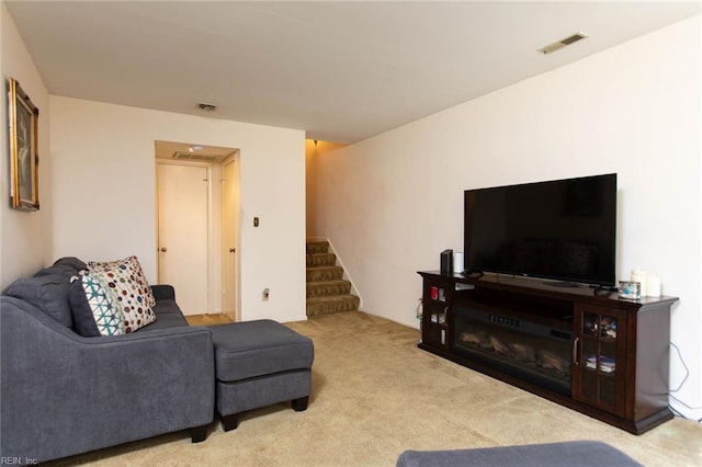 1371 Granada Ct, Newport News, VA 23608 - living area featuring stairway and carpet flooring