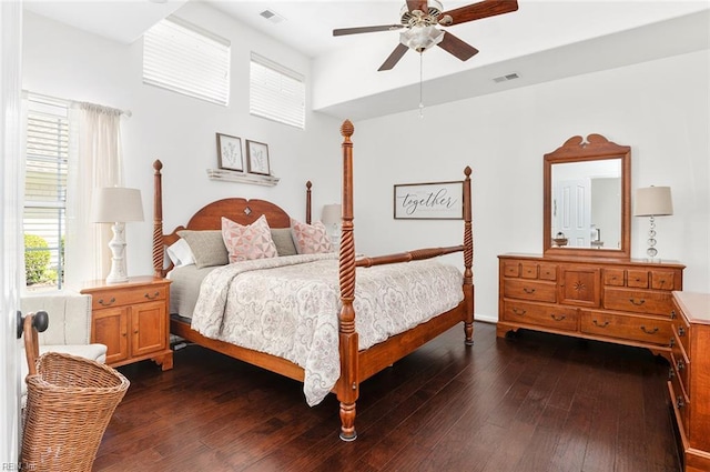 3009 Hogan Way, Suffolk, VA 23435 - bedroom with multiple windows, dark wood-type flooring, and ceiling fan