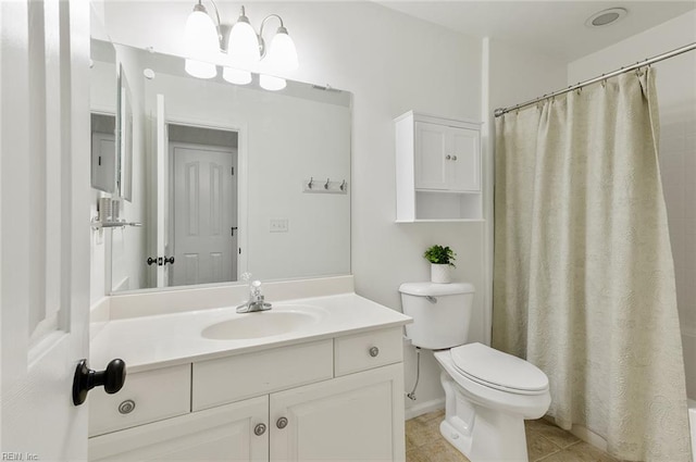 3009 Hogan Way, Suffolk, VA 23435 - bathroom featuring toilet, tile patterned flooring, vanity, and curtained shower