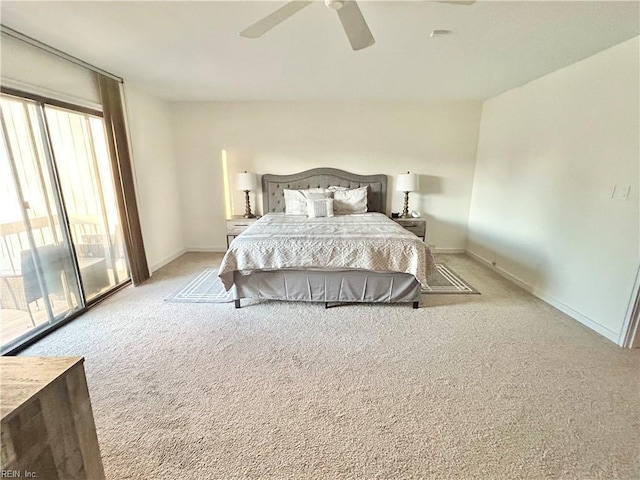 4402 Point W Dr, Portsmouth, VA 23703 - bedroom featuring light carpet, access to exterior, baseboards, and a ceiling fan