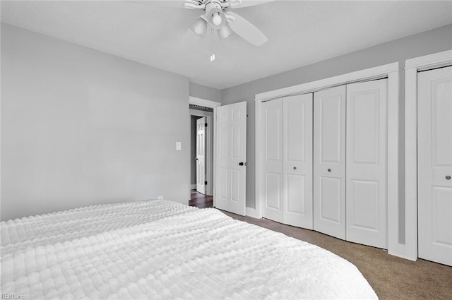 8209 Harlan Dr, Suffolk, VA 23436 - carpeted bedroom featuring a ceiling fan and multiple closets