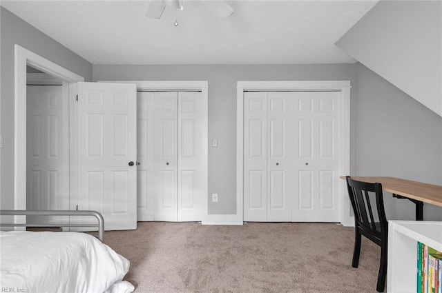 8209 Harlan Dr, Suffolk, VA 23436 - bedroom featuring carpet flooring, two closets, and ceiling fan