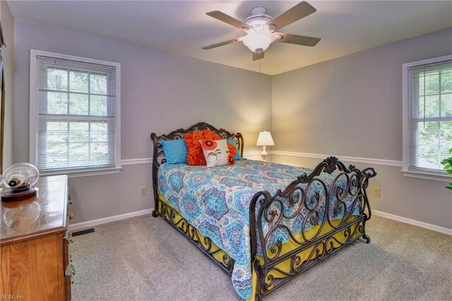 108 Devonshire Dr, Williamsburg, VA 23188 - bedroom with carpet flooring, a ceiling fan, and baseboards