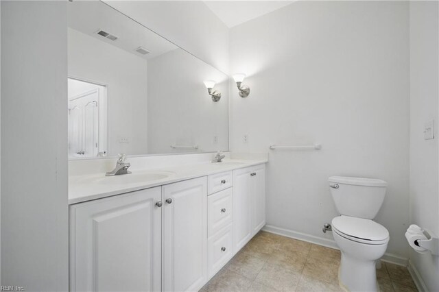 5312 Charmont Ct, Virginia Beach, VA 23455 - bathroom featuring baseboards, double vanity, toilet, and tile patterned flooring