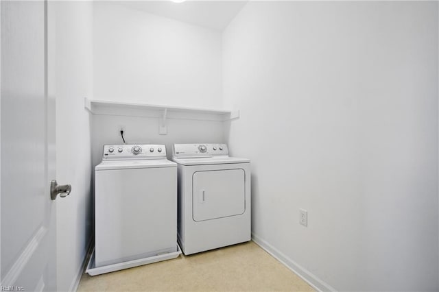 5312 Charmont Ct, Virginia Beach, VA 23455 - clothes washing area featuring washer and dryer and baseboards
