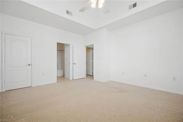 5312 Charmont Ct, Virginia Beach, VA 23455 - unfurnished bedroom featuring light colored carpet, baseboards, ensuite bath, and ceiling fan