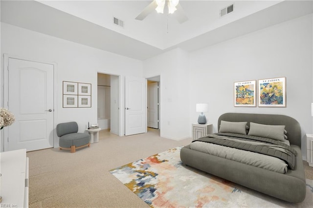 5312 Charmont Ct, Virginia Beach, VA 23455 - carpeted bedroom with a towering ceiling and ceiling fan