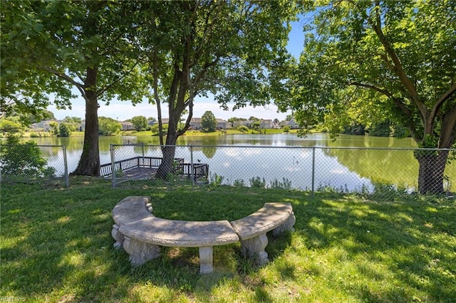 water view featuring fence