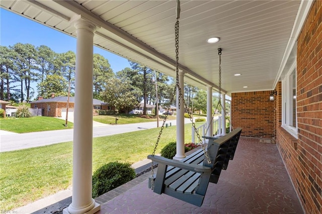 view of patio featuring covered porch