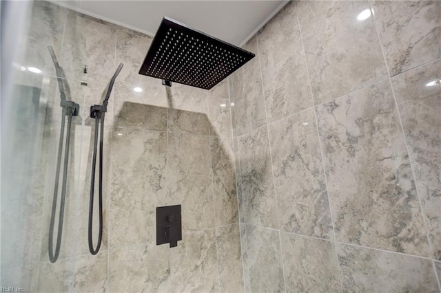 bathroom view of a tile shower