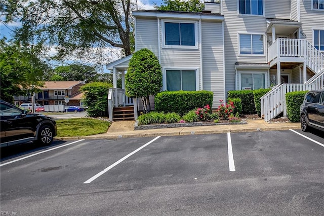 uncovered parking lot with stairs