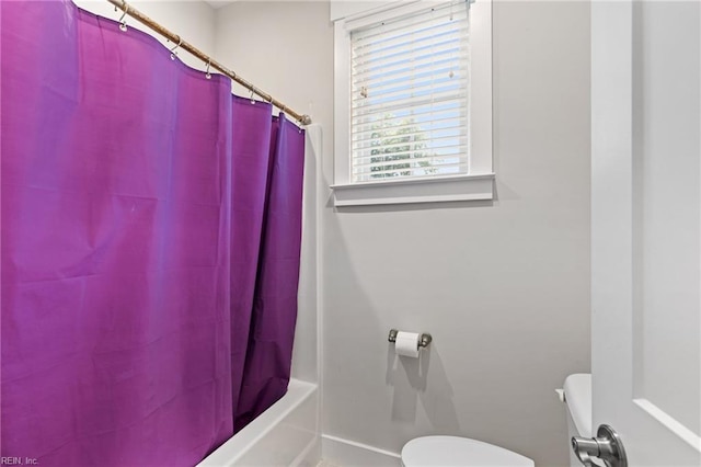 2349 Treesong Trl, Virginia Beach, VA 23456 - full bath with toilet, baseboards, and shower / tub combo with curtain