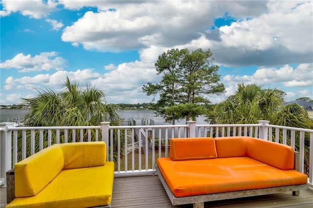 2509 Lone Pine Pt, Virginia Beach, VA 23451 - wooden deck with a water view and an outdoor living space