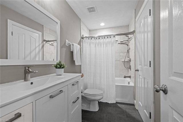 2509 Lone Pine Pt, Virginia Beach, VA 23451 - full bath with toilet, shower / tub combo with curtain, vanity, recessed lighting, and tile patterned floors