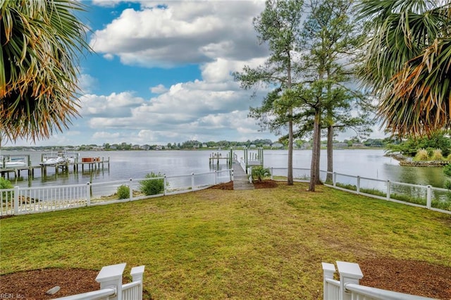 2509 Lone Pine Pt, Virginia Beach, VA 23451 - view of yard featuring a water view, a dock, and boat lift