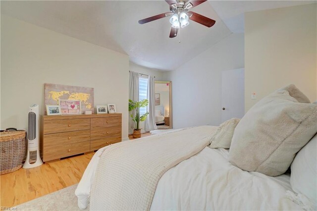 100 Castilian Dr, Virginia Beach, VA 23462 - bedroom with wood finished floors, vaulted ceiling, and ceiling fan