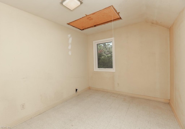 6025 River Rd, Norfolk, VA 23505 - spare room with attic access, light floors, lofted ceiling, and baseboards