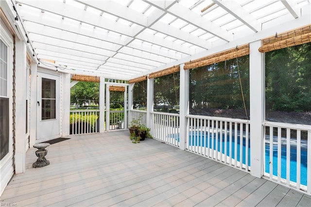 view of unfurnished sunroom