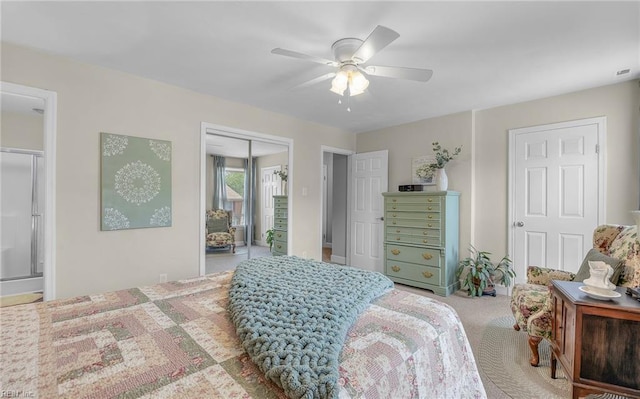 8 Riverview Ct, Suffolk, VA 23434 - carpeted bedroom with a closet, a ceiling fan, and ensuite bath
