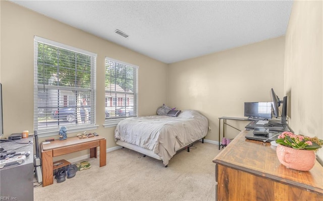187 N Hunt Club Run, Newport News, VA 23608 - bedroom featuring light colored carpet, a textured ceiling, a desk, and baseboards