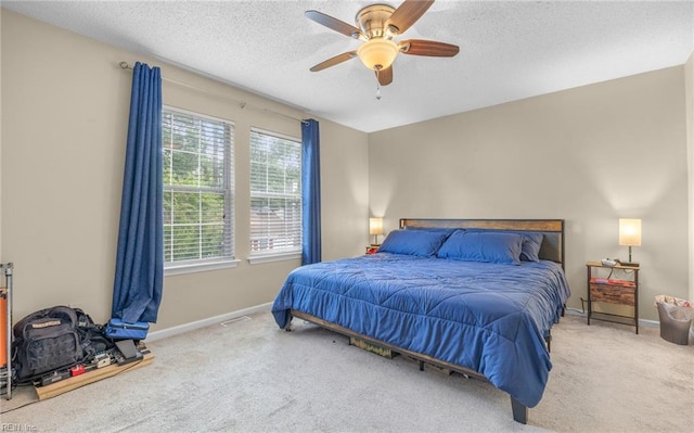 187 N Hunt Club Run, Newport News, VA 23608 - bedroom featuring carpet flooring, baseboards, a textured ceiling, and ceiling fan