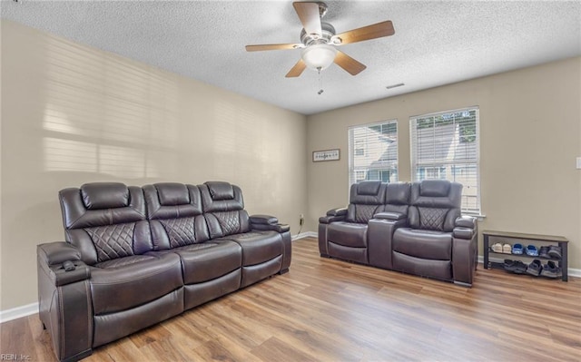 187 N Hunt Club Run, Newport News, VA 23608 - living area featuring ceiling fan, wood finished floors, baseboards, and a textured ceiling