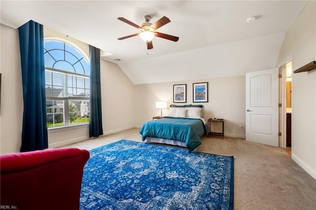 816 Dawson Cir, Chesapeake, VA 23322 - carpeted bedroom with lofted ceiling, baseboards, and a ceiling fan