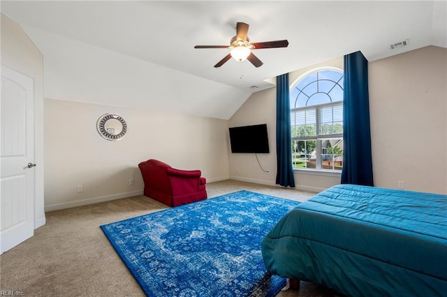 816 Dawson Cir, Chesapeake, VA 23322 - carpeted bedroom with lofted ceiling, baseboards, and a ceiling fan