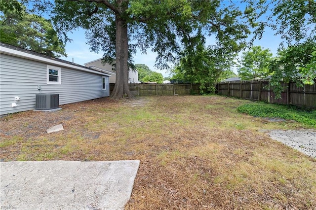 fenced backyard featuring cooling unit