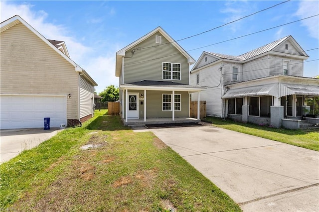 515 Battery Ave, Suffolk, VA 23434 - traditional-style home featuring a porch, a front yard, and driveway
