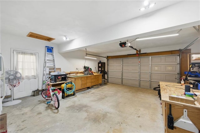 garage with a garage door opener