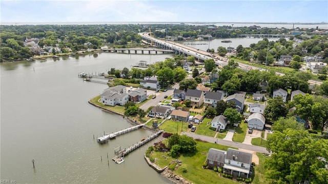 439 Cooper St, Hampton, VA 23669 - aerial perspective of suburban area featuring a notable bridge and a nearby body of water