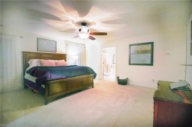 9613 Old Church Rd, New Kent, VA 23124 - carpeted bedroom with baseboards, ceiling fan, and ensuite bath