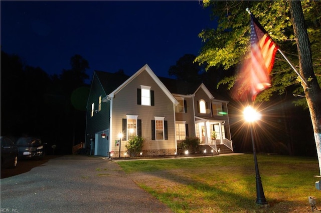 9613 Old Church Rd, New Kent, VA 23124 - traditional-style house with a garage, a lawn, and driveway