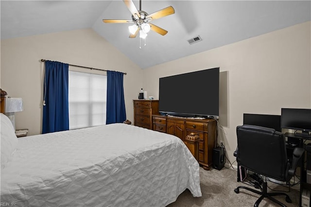 1309 W 25th St, Norfolk, VA 23508 - bedroom with vaulted ceiling, carpet, a ceiling fan, and a desk