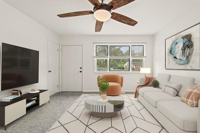 1809 Spar St, Chesapeake, VA 23321 - living area featuring carpet, a ceiling fan, and baseboards