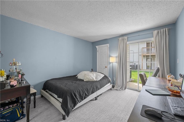 3513 Brigita Ct, Virginia Beach, VA 23453 - bedroom with access to exterior, carpet flooring, and a textured ceiling