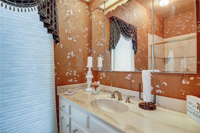 2029 Heron Ct, Suffolk, VA 23433 - bathroom featuring vanity and wallpapered walls