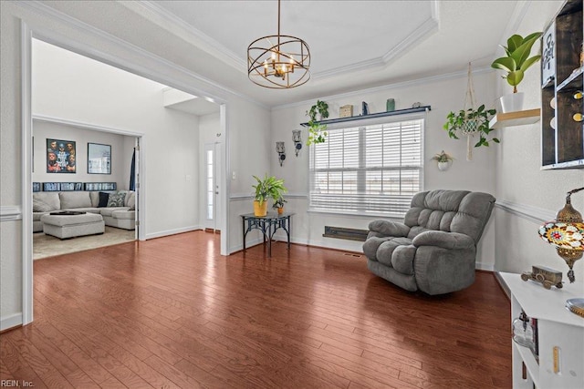 254 Mcpherson Rd, South Mills, NC 27976 - sitting room with hardwood / wood-style flooring, a chandelier, and ornamental molding