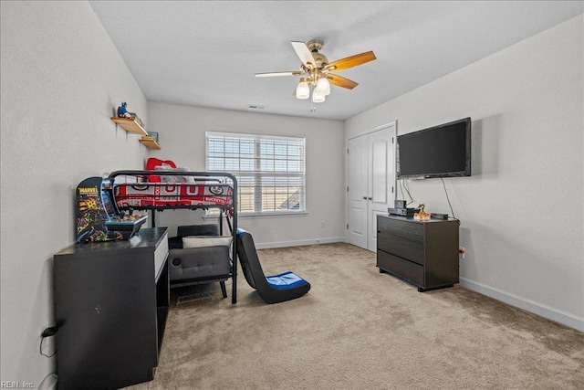 254 Mcpherson Rd, South Mills, NC 27976 - carpeted bedroom with baseboards and a ceiling fan